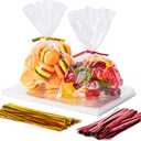 Aegero Cello Cellophane Treat Bags, 200 Pcs 4x6 Inches Clear Cellophane Bags with 200 Twist Ties for Gift Wrapping,Packaging Candies,Dessert,Bakery,Party Favors