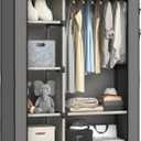 Buzowruil Portable Closet Wardrobe - 6-Shelf Storage with Hanging Rail, Non-Woven Fabric, Dust-Resistant, Easy Assembly, Space-Saving Design, Grey (43in)