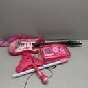 deAO Musical Guitar Play Set,Adjustable Height Microphone,Amplifier Set with Stand,Music Light Karaoke Music Toys Birthday for Kids Boys Girls (Red)