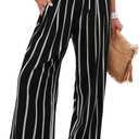 Angerella Womens Elastic High Waisted Palazzo Pants Casual Wide Leg Long Lounge Pant Trousers with Pocket (Small, #2 Bwstripe)