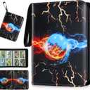 XSHNUO Card Binder 4 Pocket, Trading Card Holder Collector Album Fits 400 Cards with 50 Removable Sleeves Compatible with Pokemon Cards Game Sports Card Case Book With Zipper for Gifts (Black)