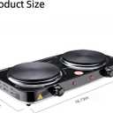 Electric Hot Plate, 2200W Countertop Burner, Cast Iron 2 Burners, Portable Electric Burner Stove, Portable Double Burners for Cooking,Easy to Clean, Black