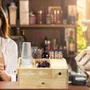 Coffee Station Organizer - Farmhouse Wood Kcup Holder for Counter, Countertop Snack Organizer with Hanging Handles, Suitable for Snacks, Coffee Capsules, Syrups and Various AccessoriesWood