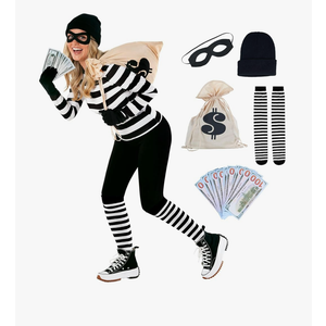Morph Women's Burglar Costume - Adult Robber Outfit for Women - Bank Robber Theme - Cop and Robber Costume Medium