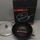 Nonstick Wok, 13-Inch Carbon Steel Wok Pan with Glass Cover, Woks & Stir-Fry Pans for Induction, Electric, Gas, Halogen, All Stoves