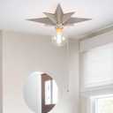 VILUXY Flush Mount Ceiling Light, Satin Nickel Star Light Fixtures Ceiling with Pull Chain On/Off Switch for Hallway, Entryway, Study Room, Bedroom