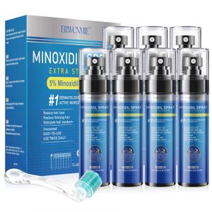 5% Minoxidil Spray for Men and Women-5 pack, Infused with Biotin, Beard Growth, Extra Strength Treatment to Combat Hair Loss and Thinning, and Fuller Hair & Beard (11 Month Supply, Extra Strength)
