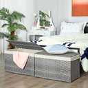 SONGMICS Storage Basket with Lid, Woven Blanket Storage Bin with Handles, Foldable, Removable Liner, Metal Frame, for Bedroom, Laundry Room, 42.3 Gallons (160 L), Gray URST76WG
