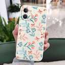 for iPhone 12 Mini Case Fashion Flower Slim Soft Liquid Silicone Rubber Phone Cover for iPhone 12 Mini 5.4 inch-Leaf White