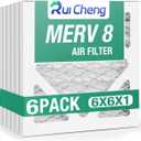 6 Pack Updated 6x6x1Air Filter, pertain Merv 8 HVAC Pleated A/C Furnace Filters (Actual Size: 5.75.5x5.75.5x0.75)