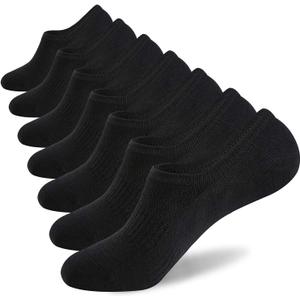 WANDER No Show Socks Men's 7 Pairs Cotton Thin Non Slip Low Cut Men's Invisible Casual Socks (7black, Size 9-11)