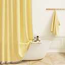 BTTN Small Boho Linen Heavy Duty Cloth Shower Curtain Set, 36x72, Yellow