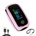 Rechargeable Finger Pulse Oximeter with Respiration Rate Detection and TFT Display, High-Precision SpO & Pulse Rate Oxygen Monitor, Fast Accurate Reading, Pink oximeter