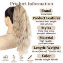 Ponytail Extensions 18 Inch Synthetic Claw Clip in Ponytail Extension Long Wavy Curly Hairpiece Fluffy Natural Looking for Women Daily Use (Blonde to Light Blonde)