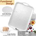 Extra Large 20" x 13" Serving Platters for Turkey, Cookie, Cupcakes, Gift Ready Melamine Serving Tray with Handles for Party Entertaining, Raised Dots & Matt Finish, Set of 2, White