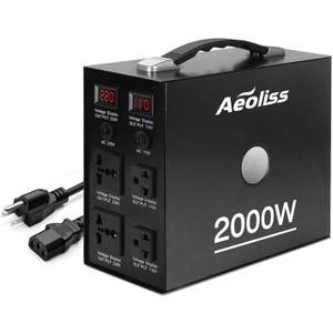 Voltage Converter Transformer 110V to 220V/220V to 110V International Universal Voltage Converter US to Europe Power Strip Plug Transformer Step Down Outlet Converters (2000W)
