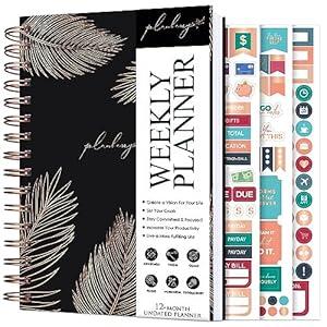 PLANBERRY Weekly Planner – Undated Life Organizer & Budget Planner – Time Management, Goal Setting, To-Do List, Work-Life Balance & Habit Tracker – 6.1″ x 8.1″ (Onyx Black)
