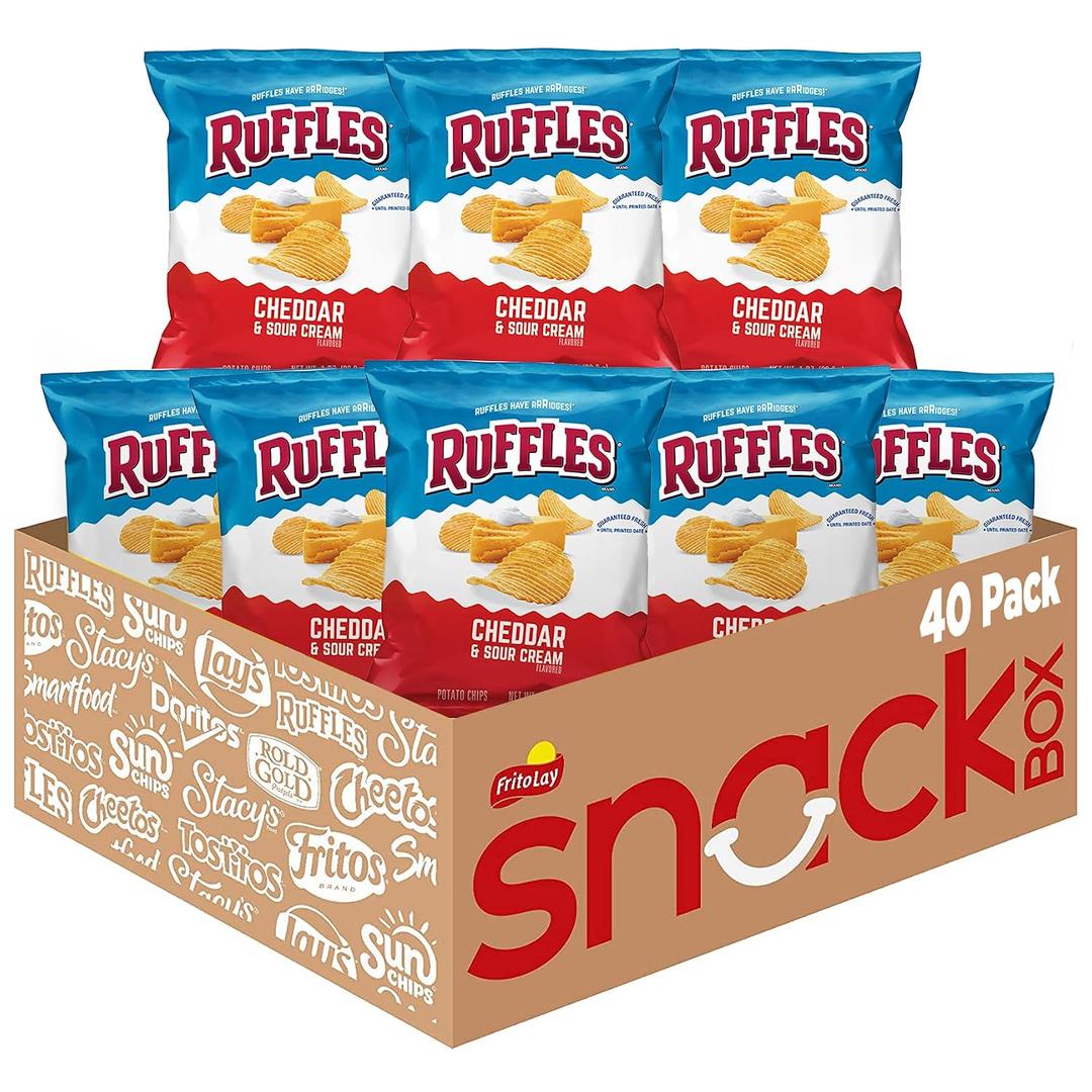 Ruffles Potato Chips, Cheddar Sour Cream, 1oz (40 Count) (EXP 11/03/26)