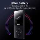RUIZU 64GB MP3 Player with Bluetooth 5.3, Portable Music Player for Kids Sports Running, FM Radio, Voice Recorder, Equalizer, 80H Digital Audio Video Shuffle Resume Playback, Up to 128GB Micro SD Card
