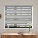 MYshade Cordless Zebra Blinds with Free-Stop Function - Dual Layer Light Filtering & Privacy Sheer Shades for Day and Night - Easy Install Window Shades for Home, Living Room, 29" W x 72" H,Grey