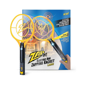 ZAP IT! Bug Zapper Rechargeable Bug Zapper Racket W/ Blue Light Attractant, USB Charging Cable