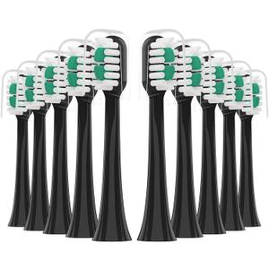 Replacement Toothbrush Heads 10 Pack for AquaSonic icon Electric Toothbrush, Black