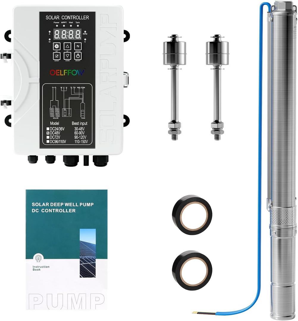 750W DC 48V Solar Water Pumps
16A MPPT controller with 3 inch Solar Submersible Pump, Stainless Deep Well Pump for Agricultural Irrigation Pumping