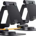 Nulaxy 2-Pack 360 Rotating Phone Stand, Fully Adjustable Foldable Phone Holder, Aluminum Desktop Cradle with Anti-Slip Base, Office Accessories Dock for All Phones with Thick Case, Black