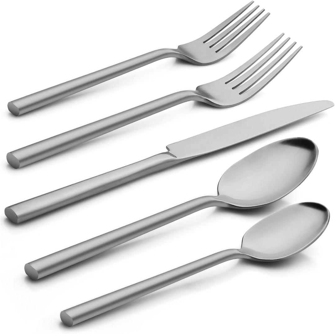 Alata Potter 40-Piece Forged Silverware Set, Service for 8  Premium Stainless Steel Flatware Set, Modern Design with Satin Finish, Ideal for Home, Kitchen, Party, Camping