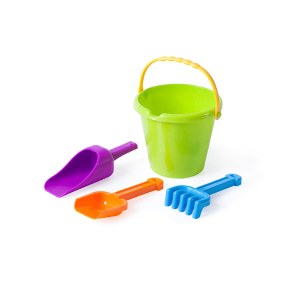 Beach Bucket Toy Set 9 Piece 1 Bucket 2 Shovels 1 Rake 5 Sand Molds