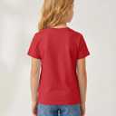 FREELYVE Girls Summer Short Sleeve T Shirts Casual Kids Tops Crewneck Tees Tween Girls Basic Clothes, Red, 14Y