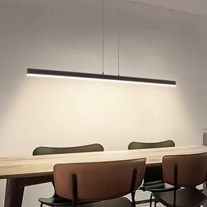 Artop Dimmable Linear Pendant Light 20W LED Hanging Light Fixture Adjustable Height Chandelier for Kitchen Island Dinning Room Living Room Office Matte Black