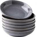 AmorArc 8.5'' Large Pasta Bowls, 36oz Stoneware Pasta Serving Bowls Set of 6 for Kitchen, Wide Bowls for Pasta,Salad,Fruit,Oatmeal, Microwave Safe, Reactive Glaze-Gray