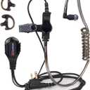 Acoustic Tube Earpiece with Mic for Motorola Walkie Talkies, Surveillance Headset and PTT Compatible with Motorola 2 Way Radios BPR40/CP/CLS/DTR/PR/RDU/RMU Series (Black)