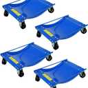 Car Dolly Set of 4-10000LBS Capacity Heavy Duty Wheel Dollies for Moving Cars, 3.5" Steel Casters, Anti-Slip Rails, Alloy Steel (24x15in) (Blue)