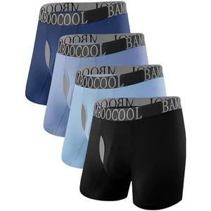 BAMBOO COOL Men's Ultra Breathable Underwear Mesh Boxer Briefs with Lightwight Wasitband,No Ride Up,Multipack, Size: S, (Black/Light Blue/Navy Blue/Smokey Blue)