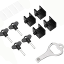 4 Set Sliding Security Window Lock Aluminum Alloy Stable Vertical Horizontal Sliding Door Stopper,with Buffer Pad Key