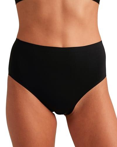 Saalt Seamless High Waist Period Underwear - Regular Absorbency - Comfortable, Thin, Keeps You Dry from All Leaks (Medium, Volcanic Black)