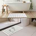 Foldable Stone Bath Mat, Quick-Dry Diatomaceous Earth Stone Drying Mat for Bathroom, Non-Slip Rubber Base, Shower Mat Outside Shower, Easy to Store, Easy to Clean 【White】