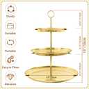 LIAISIMI 3 Tier Gold Metal Cupcake Stand Holder,Stainless Steel Cup Cake Stand Tower with Tiered Serving Tray and Base for Parties,Weddings,Birthdays and Any Festivals and Celebrations(2-Pack)