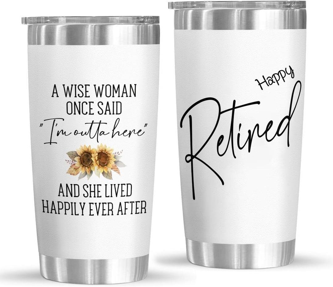 Happy Retirement Gift for Woman 2025, A Wise Woman Once Said Cup Funny Retired Gifts for Women Coworkers Teachers Mom Sister Nurse Boss, 20 Oz Stainless Steel Insulated Tumbler