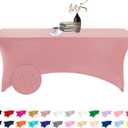Spandex 6ft Waterproof Table Cover for Party,Wedding, Banquet, and Events(Dusty Pink) (72"x30"(Rectangular))