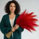72 Pcs Red Pampas Grass 21.7 Inches Faux Tall Pampas Grass Decor Bulk Artificial Dried Flower Red Feather for Vase Filler Home Boho Decor Christmas Wedding Party Arrangement Bathroom Wall
