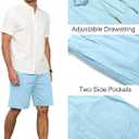 Janmid Men's Linen Casual Classic Fit Short Drawstring Summer Beach Shorts with Pockets, 2XL