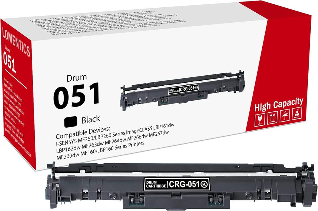1-Pack 051 Drum Unit (No Toner Cartridge) : Cartridge 051 Black (2170C001) Replacement for 051 ImageCLASS LBP161dw MF263dw MF264dw MF266dw Printer