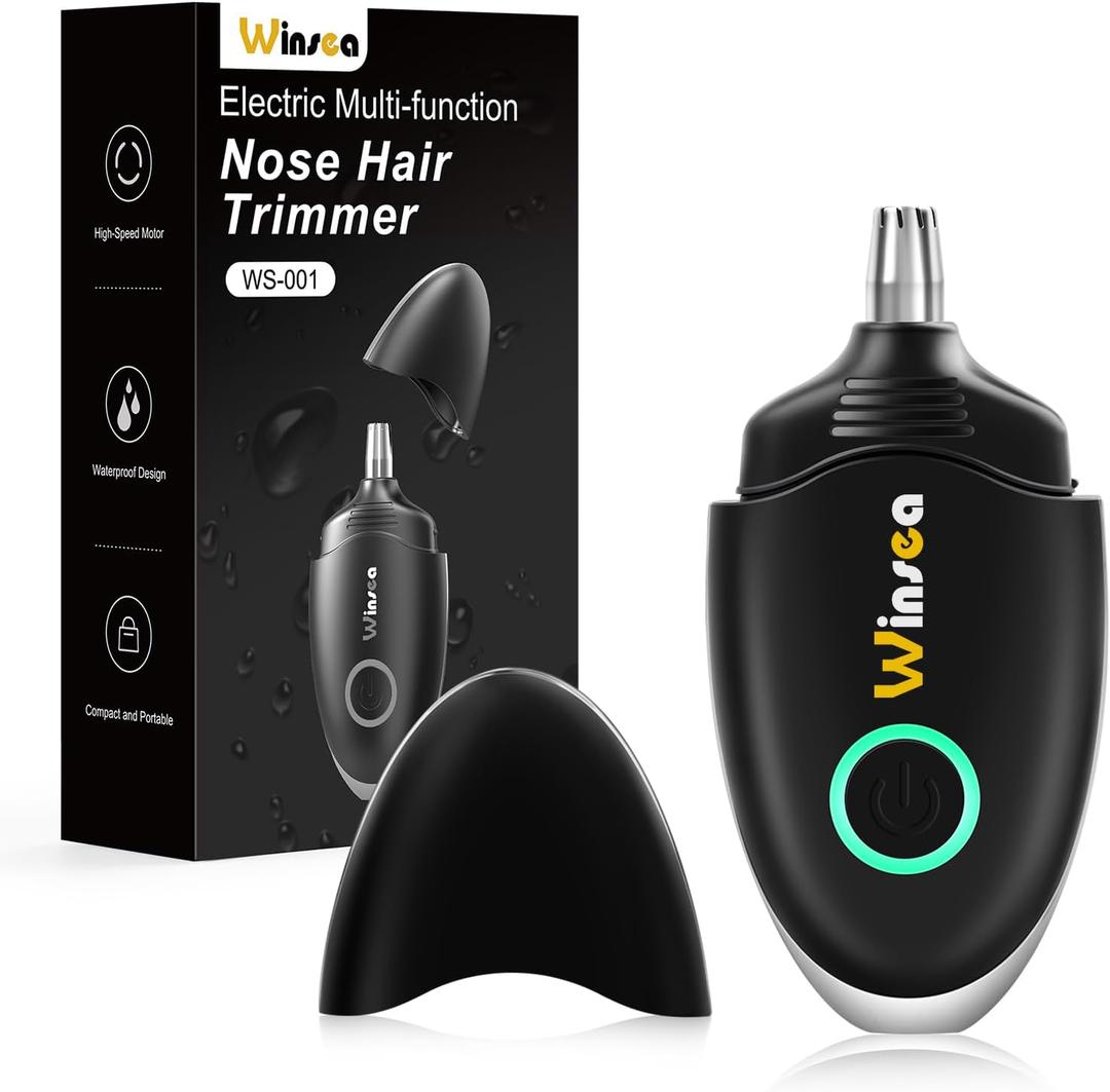 Winsea Ear and Nose Hair Trimmer for Men and Women  Travel Trimmer, High-Precision Nose Shaver, USB Rechargeable, Waterproof, Safe & Quiet Operation, Portable Ear Hair Remover Design (Black)