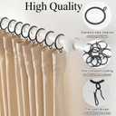 50 Pcs Curtain Rings and Hooks 1.52 Inch - Stainless Steel Shower Curtain Rings and Hooks with Eyelets for Curtains Rods and Bathroom Shower Rods, Black