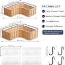 GRANNY SAYS Corner Shower Caddy, 2 Pack Rustproof Corner Shelves, Wicker Shower Organizers and Storage, Inside Shower Shelf for Home Decor