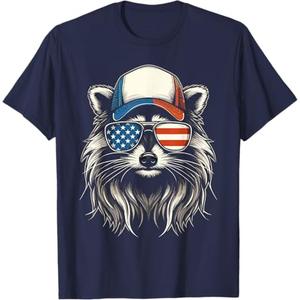 Redneck Raccoon Mullet White Trash Party Attire 4th July T-Shirt (Small, Black)