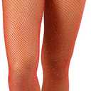 ToBeInStyle Women's Spandex Seamless Glittery Fishnet Pantyhose Tights Hosiery (Red)